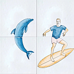 Плитка с узором Дельфин Серфингист варинант исполнения - 2 | Loft Concept в Новосибирске