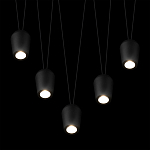 Подвесной светильник черными плафонами на длинных пересекающихся тросах Construction варинант исполнения - 4 | Loft Concept в Новосибирске