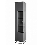 Шкаф-витрина цвета графит с полками и стеклянной дверью Strict Lines варинант исполнения - 1 | Loft Concept в Новосибирске