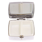 Таблетница карманная квадратная с 2-мя отделениями с зеркалом и накладкой из натуральных камней Малахит Хризоколла Silver Stone Pillboxes варинант исполнения - 3 | Loft Concept в Новосибирске