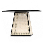 Обеденный стол с круглой чёрной столешницей и плетёным основанием Savanna Round Table варинант исполнения - 1 | Loft Concept в Новосибирске