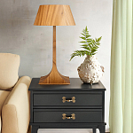 Настольная лампа со скошенным конусовидным абажуром и фигурной ножкой в цвете тик Accord Lighting варинант исполнения - 6 | Loft Concept в Новосибирске