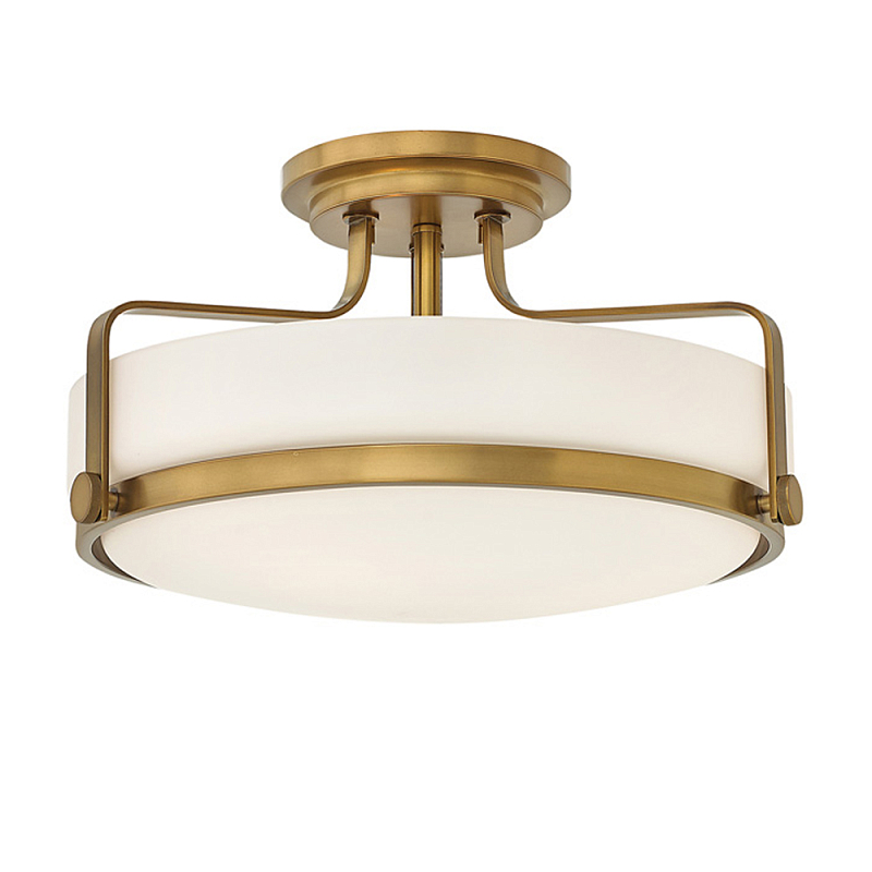 Потолочный светильник с круглым матовым белым плафоном Hinkley Латунь Белый Хром в Новосибирске | Loft Concept 