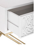 Приставной столик с выдвижным ящиком  White Table Carved Pattern варинант исполнения - 3 | Loft Concept в Новосибирске