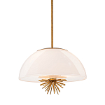 Подвесной светильник золотого цвета с полусферическим опаловым плафоном и декоративным элементом Elstead Lighting варинант исполнения - 1 | Loft Concept в Новосибирске