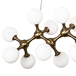 Линейная люстра с плафонами из стеклянных шаров Pearls Suspension Linear Brass Chandelier варинант исполнения - 2 | Loft Concept в Новосибирске