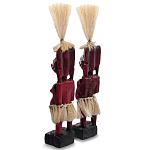 Комплект из 2-х деревянных статуэток Asmat Straw Headdress Statuettes Red Turquoise варинант исполнения - 2 | Loft Concept в Новосибирске