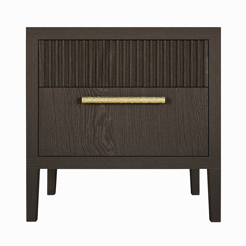 Прикроватная Тумбочка Primo с двумя ящиками Темный орех Орех Золотой в Новосибирске | Loft Concept 