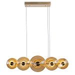 Люстра подвесная светодиодная со стеклянными плафонами янтарного цвета в форме дисков Savio Glass Disc варинант исполнения - 2 | Loft Concept в Новосибирске