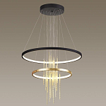 Люстра подвесная с 2-мя круглыми подвесами в черном и золотистом цвете и вертикальными подвесками Ring Horizontal варинант исполнения - 4 | Loft Concept в Новосибирске