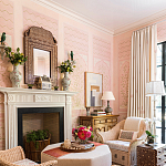 Обои ручная роспись Jharokha Arches Original colourway on pink painted Xuan paper варинант исполнения - 3 | Loft Concept в Новосибирске