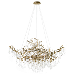 Подвесная люстра в виде ветвей деревьев золотого цвета с прозрачными подвесками-каплями 10 и 14 ламп Droplet Chandelier варинант исполнения - 1 | Loft Concept в Новосибирске