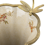 Ваза голубого цвета из фарфора с цветочным рисунком и бронзовой стрекозой Blue Garden варинант исполнения - 1 | Loft Concept в Новосибирске