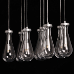 Люстра с 9-ю прозрачными плафонами из стекла в форме капли на прямоугольном потолочном основании цвета хром Lucid Rain  варинант исполнения - 9 | Loft Concept в Новосибирске