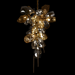 Люстра подвесная вытянутой формы с плафонами из стекла и металла с двумя вертикальными подвесками Gilded Mirage  варинант исполнения - 4 | Loft Concept в Новосибирске