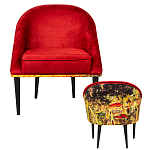 Кресло из натурального бука красное с цветным принтом Impressionism in Art варинант исполнения - 2 | Loft Concept в Новосибирске
