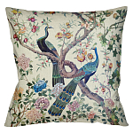 Подушка декоративная с изображением павлинов в саду Beige Chinoiserie Garden Two Peacocks Cushion варинант исполнения - 1 | Loft Concept в Новосибирске