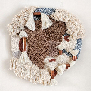 Тканый вручную Круглый абстрактный гобелен Seabed