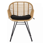 Стул с ротанговым плетением Wicker Half Chair с подлокотниками варинант исполнения - 1 | Loft Concept в Новосибирске
