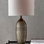 Настольная лампа керамическая с тканевым цилиндрическим абажуром Bullet варинант исполнения - 3 | Loft Concept в Новосибирске