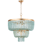 Круглая трехъярусная люстра с подвесками в виде круглых стеклянных бусин Blue Beads Chandelier варинант исполнения - 1 | Loft Concept в Новосибирске