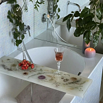 Поднос для ванны из эпоксидной смолы с цветами белая Epoxy Resin Flowers Bath Tray White варинант исполнения - 2 | Loft Concept в Новосибирске
