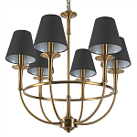 Люстра на металлическом основании бронзового цвета с 6-ю черными конусовидными абажурами Dignity варинант исполнения - 8 | Loft Concept в Новосибирске