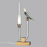 Настольная лампа с прозрачной трубкой и декоративной фигуркой птицы на бронзовой подставке Ganthea варинант исполнения - 3 | Loft Concept в Новосибирске