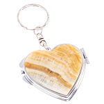 Зеркало брелок складное двухстороннее в форме сердца из натурального камня Оникс Stone Mirrors варинант исполнения - 1 | Loft Concept в Новосибирске