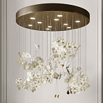 Люстра каскадная с белыми цветами и птицами Takeoff варинант исполнения - 2 | Loft Concept в Новосибирске