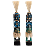 Комплект из 2-х деревянных статуэток Asmat Straw Headdress Statuettes Blue Tattoo варинант исполнения - 4 | Loft Concept в Новосибирске