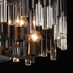 Люстра круглая из матового черного металла с подвесками из прозрачных стеклянных трубок Noir Tubes варинант исполнения - 6 | Loft Concept в Новосибирске