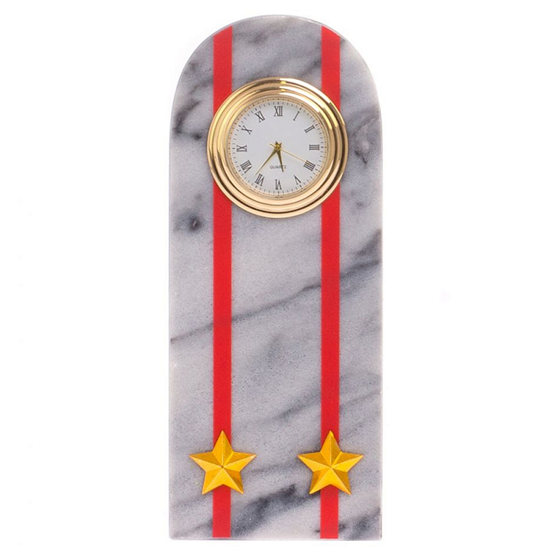 Часы погон МВД подарочные настольные из натурального камня Мрамор Military Clock Белый Мрамор Bianco Красный Золотой Часы погон МВД подарочные настольные из натурального камня Мрамор Military Clock Белый Мрамор Bianco Красный Золотой в Новосибирске | Loft Concept