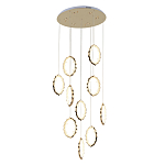 Потолочная люстра каскадная светодиодная с золотистым каркасом Ring of Fire варинант исполнения - 1 | Loft Concept в Новосибирске