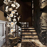 Люстра каскадная из белых цветов каллы и птичек Refined Taste of Light варинант исполнения - 3 | Loft Concept в Новосибирске