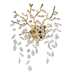 Бра золотого цвета с декоративными ветвями и прозрачными подвесками в форме листьев Droplet Chandelier варинант исполнения - 1 | Loft Concept в Новосибирске