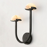 Бра с 2-мя мраморными плафонами на черном корпусе Light Warm Light варинант исполнения - 1 | Loft Concept в Новосибирске