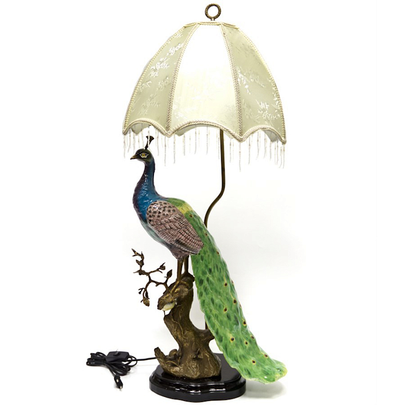 Настольная лампа Peacock Lamp Белый Зеленый Синий Бронза в Новосибирске | Loft Concept 