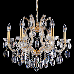 Люстра подвесная с 6-ю лампочками и прозрачными хрустальными подвесками на основании золотого цвета Crystal lamps варинант исполнения - 2 | Loft Concept в Новосибирске