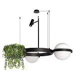 Подвесной светильник с 2-мя шарообразными плафонами и цилиндрическим спотом Light of Еyes варинант исполнения - 2 | Loft Concept в Новосибирске