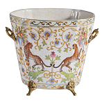 Кашпо с растительным и животным орнаментом на бронзовых ножках Turquoise Blooming Garden варинант исполнения - 1 | Loft Concept в Новосибирске