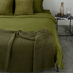 Плед из хлопка жемчужной вязки оливкового цвета Waffle Comfort варинант исполнения - 5 | Loft Concept в Новосибирске