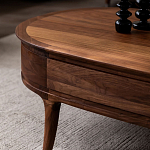 Кофейный стол овальный из дерева с 2-мя ящиками Coffee Walnut Table варинант исполнения - 5 | Loft Concept в Новосибирске