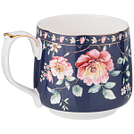 Кружка фарфоровая синяя с цветочным принтом 470 мл Flower Porcelain Collection варинант исполнения - 1 | Loft Concept в Новосибирске