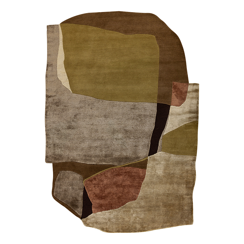 Ковер шелк Manhattan Wool Silk Carpet I Бежевый Коричневый Оливковый в Новосибирске | Loft Concept 