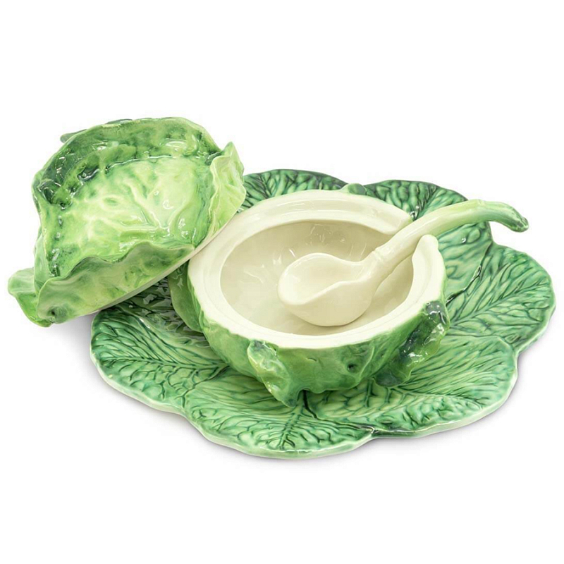 Супница SOUP BOWL CABBAGE W/PLATE  D20 Зеленый в Новосибирске | Loft Concept 