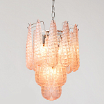 Современная Люстра Textured Glass Drops Chandelier Нежно розовые капли  варинант исполнения - 3 | Loft Concept в Новосибирске