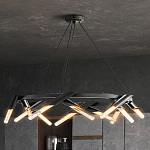 Люстра круглая с трубчатыми лампочками Vanguard Circle варинант исполнения - 3 | Loft Concept в Новосибирске