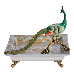 Блюдо квадратное с павлином на бронзовых ножках Eden Garden варинант исполнения - 3 | Loft Concept в Новосибирске