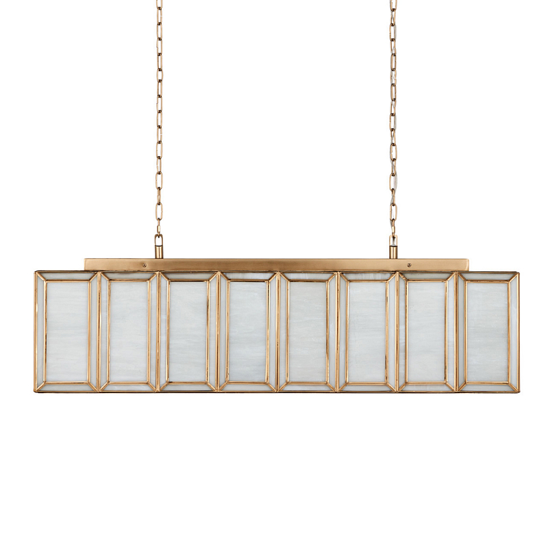 Люстра прямоугольная с каркасом золотого цвета Soft Glow Lamps Золотой Молочный в Новосибирске | Loft Concept 